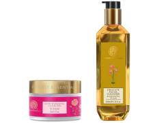 Forest Essentials Light Hydrating Facial Gel Pure Rosewater|Soothes & Renews Hydration|Unisex Face Gel|50 g & Forest Essentials Delicate Facial Cleanser Kashmiri Saffron & Neem