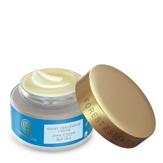 Forest Essentials Soundarya Radiance Cream With 24K Gold & SPF 25& Forest Essentials Night Treatment Cream Jasmine & Patchouli|For Combination To Oily Skin|Unisex Night Cream|50 g