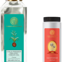 Forest Essentials Organic Cold Pressed Virgin Oil Coconut & Baby Body Powder Dasapushpadi - Pure & Chemical-Free Skincare