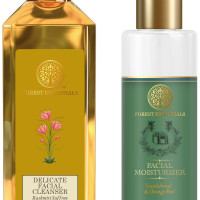 Forest Essentials Delicate Facial Cleanser Kashmiri Saffron & Neem & Forest Essentials Hydrating Facial Moisturiser Sandalwood & Orange Peel|130 ml