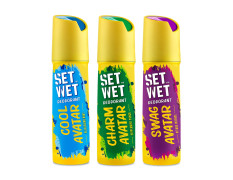 Set Wet Deodorant Spray Perfume for Men, 150ml (Cool, Charm and Swag Avatar Pack of 3) & Set Wet Hair Spray for Men Extreme Hold 200ml