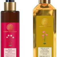 Forest Essentials Hair Thickening Spray Bhringraj & Shikakai & Forest Essentials Delicate Facial Cleanser Kashmiri Saffron & Neem