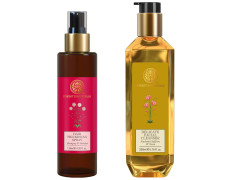 Forest Essentials Hair Thickening Spray Bhringraj & Shikakai & Forest Essentials Delicate Facial Cleanser Kashmiri Saffron & Neem