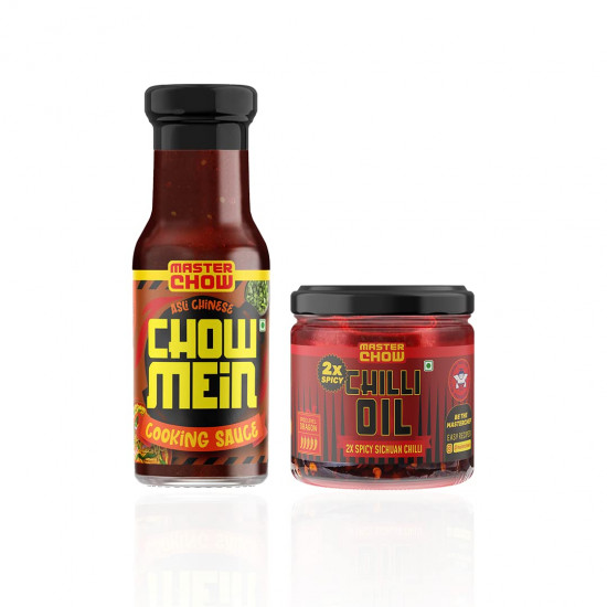 MasterChow Chilli Chow Flavor: Chowmein Sauce with 2x Spicy Chilli Oil | All Natural Ingredients | Made in Small Batches | Get Street Style Chowmein in Just 10 Minutes