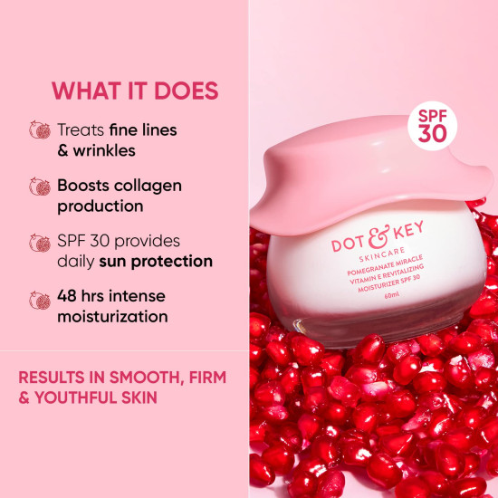 DOT & KEY Pomegranate + Multi-Peptide Anti Aging Cream With Spf 30 For Sun Protection|Reduces Fine Lines&Wrinkles|48Hr Intense Moisturization|Boosts Collagen|For Mature&Normal To Dry Skin|60Ml