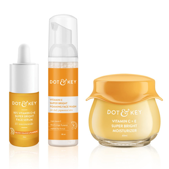 Dot & Key Vitamin C + E Skin Care Combo | Facewash 80ml, Serum 30ml, Moisturizer 60ml