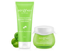 Dot & Key Cica Niacinamide Skincare Combo | Night Gel 60 ml, Face Wash 100ml | For Oily & Acne Prone Skin | For Women & Men
