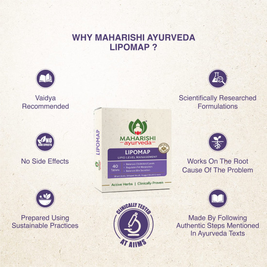 Maharishi Ayurveda Lipomap | Ayurvedic Medicine for Cholesterol Management| Highly Effective Herbs | Assists in managing daily stress (Cholesterol, 40 Count (Pack of 2)) Maharishi Ayurveda Lipomap | Ayurvedic Medicine for Cholesterol Management| Highly Effective Herbs | Assists in managing daily stress (Cholesterol, 40 Count (Pack of 2))