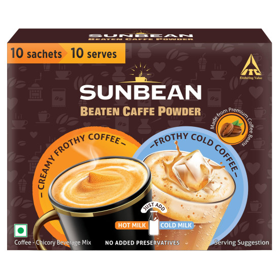 Sunbean?Beaten Caffe Powder, Frothy Cold Coffee Or Creamy Hot Coffee In An Instant, Café-Style Coffee,?120G (10 Sachet X 12G Each), 1 Count