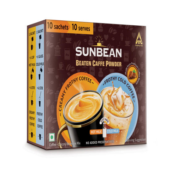 Sunbean?Beaten Caffe Powder, Frothy Cold Coffee Or Creamy Hot Coffee In An Instant, Café-Style Coffee,?120G (10 Sachet X 12G Each), 1 Count