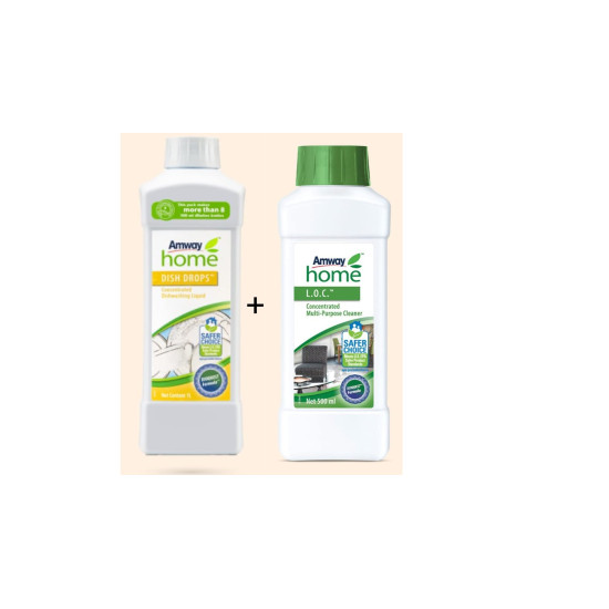 Dish Drops Concentrated Dishwashing Liquid 1L & L .O.C. Concentrated Multi-purpose Cleaner 500ml combo