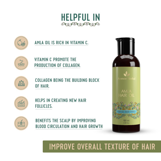 Avimee Herbal Keshpallav Amla Hair Oil | For Long & Strong Hair | With Vitamin E and Amla Seed Oil | Mineral Oil Free | 100 ml