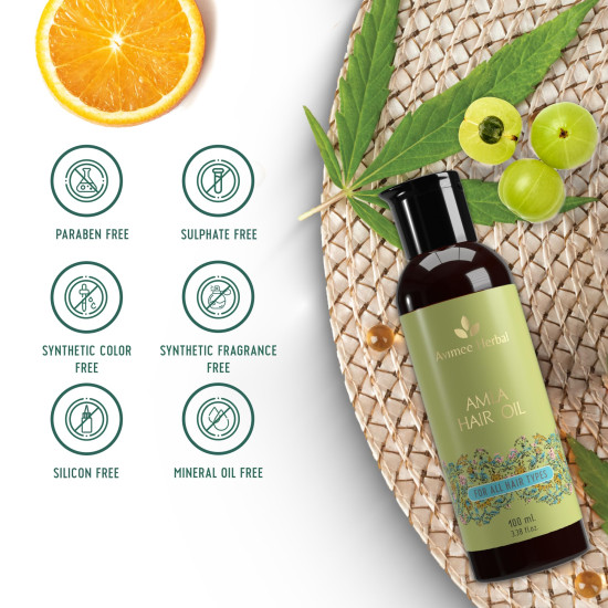 Avimee Herbal Keshpallav Amla Hair Oil | For Long & Strong Hair | With Vitamin E and Amla Seed Oil | Mineral Oil Free | 100 ml