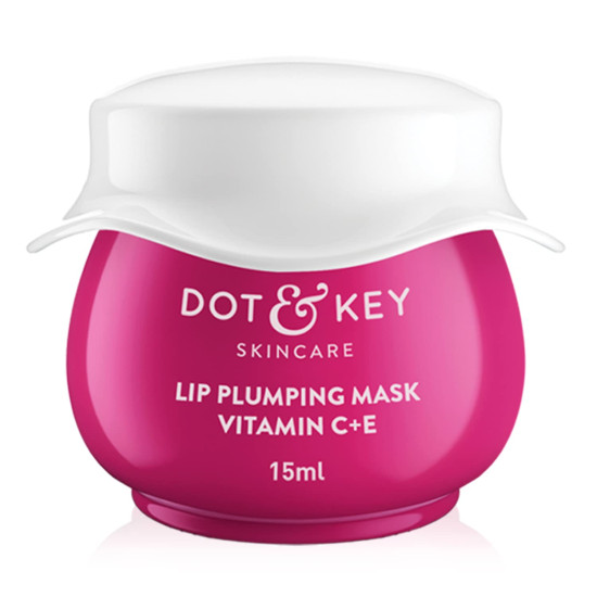 Dot & Key Lip Plumping Mask With Vitamin C + E For Naturally Glowing Lips, Fades Lip Pigmentation, Smoothes Flaky & Dry Lips, Lip Mask For Soft, Smooth & Plump Lips (Wild Berries & Pomegranate) 15ml