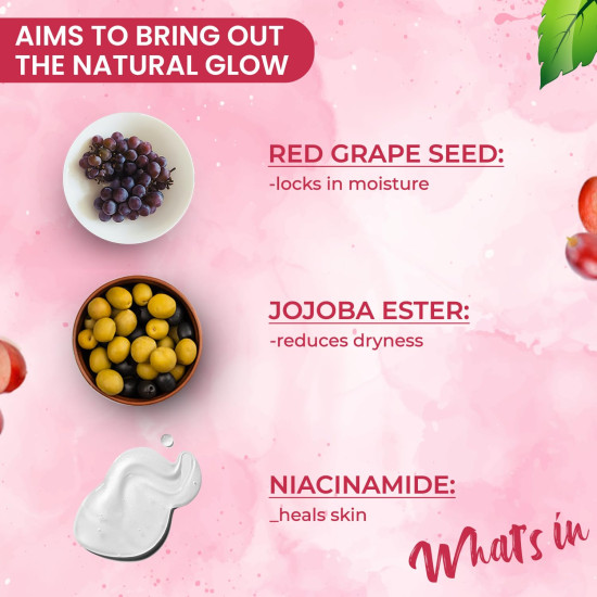 NutriGlow NATURAL'S Advanced Pro Formula Wine Face Wash for Daily Use, Deep Cleansing Niacinamide For Women and Men, 100gm