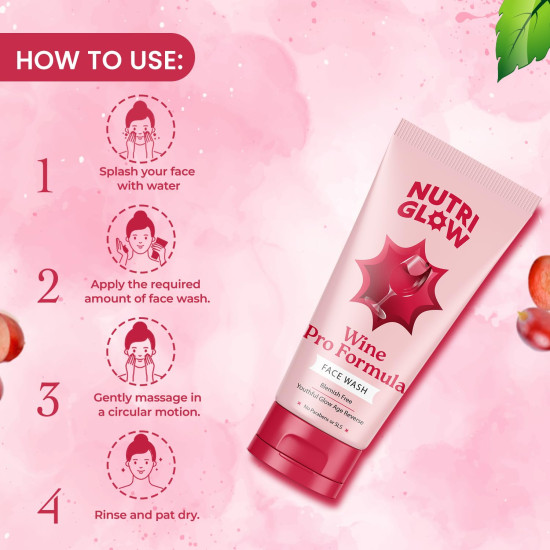 NutriGlow NATURAL'S Advanced Pro Formula Wine Face Wash for Daily Use, Deep Cleansing Niacinamide For Women and Men, 100gm