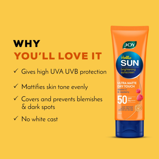 Joy SPF 50 PA++++ Matte Sunscreen for Oily Skin, 50ml | INVIVO Tested | Travel & Purse Size | Zero White Cast, Water Resistant Broad Spectrum Face Sunscreen for On-The-Go Use
