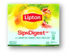 Lipton SipNDigest With Green Tea | Ginger, Tulsi, Rock Salt | 10 Spiced Green Tea Bags Unique