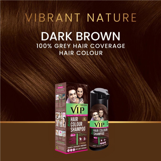 VIP HAIR COLOUR SHAMPOO (180 ml (Pack of 1), Dark Brown)