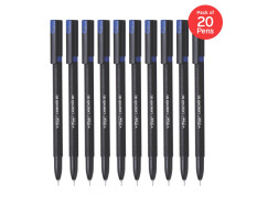 FLAIR Carbonix Gel Pen Box Pack | 0.5 mm Tip Size | Low-Viscosity Ink For Smudge Free Writing | Comfortable Grip For Smooth Writing Experience | Blue Ink, Set Of 10 Gel Pens x Pack Of 2