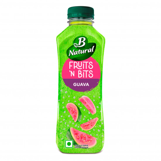 B Natural Fruits N Bits Guava, Infused with Real Chia Seeds, 300ml, 100% Indian Fruit, 0% Concentrate, Goodness of Fiber, No Added Preservatives