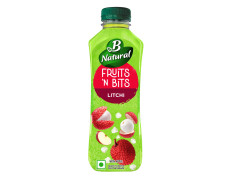 B Natural Fruits N Bits Litchi, Infused with Real Fruit Bits, 300ml, 100% Indian Fruit, 0% Concentrate, Goodness of Fiber, No Added Preservatives