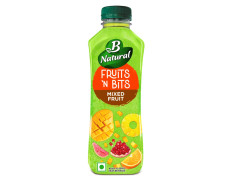B Natural Fruits N Bits Mixed Fruit, Infused with Real Fruit Bits, 300ml, 100% Indian Fruit, 0% Concentrate, Goodness of Fiber, No Added Preservatives