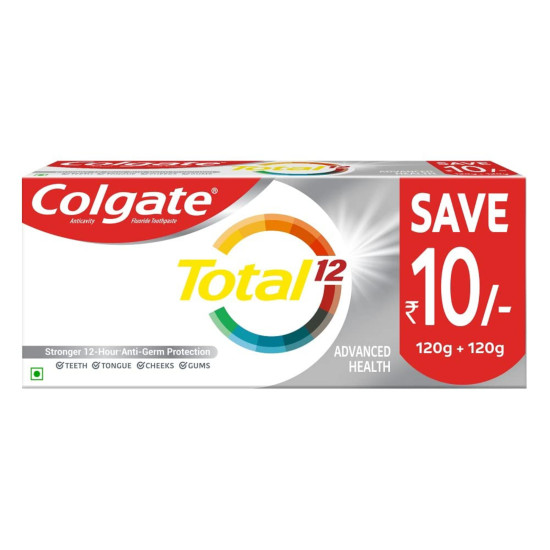 Colgate Total 12 Whole Mouth Health 120g+120g Advanced Health Toothpaste (240g, Pack of 1)