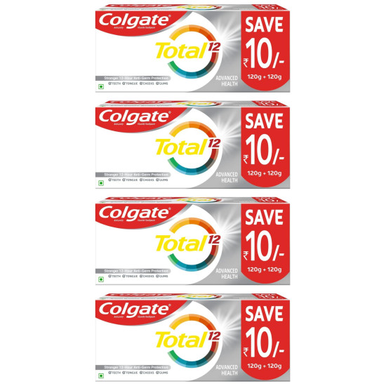 Colgate Total 12 Whole Mouth Health 120g+120g Advanced Health Toothpaste (960g, Pack of 4)