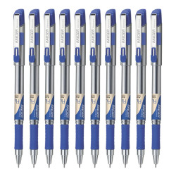 Hauser Fluidic 0.55mm Ball Pen Wallet | German Ink Technology With Soft Rubber Grip | Light Weight & Attractive Design | Sturdy & Refillable Pen | Blue Ink, of 10 Pens