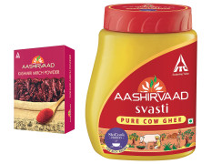 Aashirvaad Kashmiri Mirch - 100g & Aashirvaad Svasti Pure Cow Ghee, 1L PET