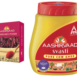 Aashirvaad Kashmiri Mirch - 100g & Aashirvaad Svasti Pure Cow Ghee, 1L PET
