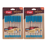 FLAIR Woody 0.7mm Ball Pen Blister Pack | Attractive Woody Design | Smooth Ink Flow System With Low-Viscosity Ink | Smudge Free Writing | Blue Ink, Pack of 20 Pens