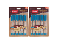 FLAIR Woody 0.7mm Ball Pen Blister Pack | Attractive Woody Design | Smooth Ink Flow System With Low-Viscosity Ink | Smudge Free Writing | Blue Ink, Pack of 20 Pens