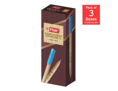 Flair Woody 0.7 mm Ball Pen | Attractive Woody Design | Smooth Ink Flow System With Low-Viscosity Ink | Smudge Free Writing | Blue Ink, Pack of 30 Pens