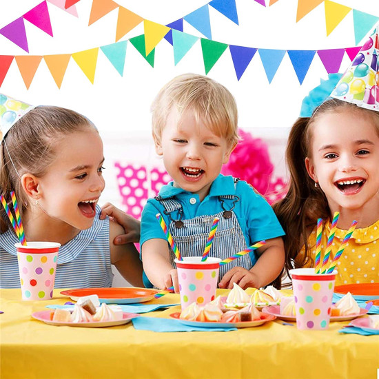 Party Propz Colourful Bunting Flags For Decoration - Set of 1 Pc (2.1 meters) Rainbow Buntings For Decoration | Triangle Banner For Decoration | Paper Flags Decoration | Hanging Decoration Items