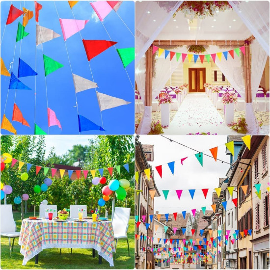 Party Propz Colourful Bunting Flags For Decoration - Set of 1 Pc (2.1 meters) Rainbow Buntings For Decoration | Triangle Banner For Decoration | Paper Flags Decoration | Hanging Decoration Items