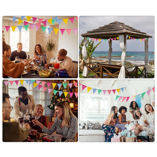 Party Propz Colourful Bunting Flags For Decoration - Set of 1 Pc (2.1 meters) Rainbow Buntings For Decoration | Triangle Banner For Decoration | Paper Flags Decoration | Hanging Decoration Items