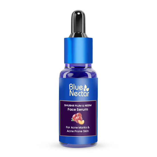 Blue Nectar Pore Minimizing Plum Face Serum for Acne Prone Skin | Oil Free Anti Acne Serum for Oily Skin | Infused with Plant Based Vitamin C (8 Herbs, 30ml)