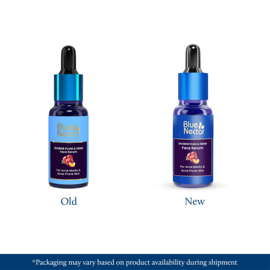 Blue Nectar Pore Minimizing Plum Face Serum for Acne Prone Skin | Oil Free Anti Acne Serum for Oily Skin | Infused with Plant Based Vitamin C (8 Herbs, 30ml)