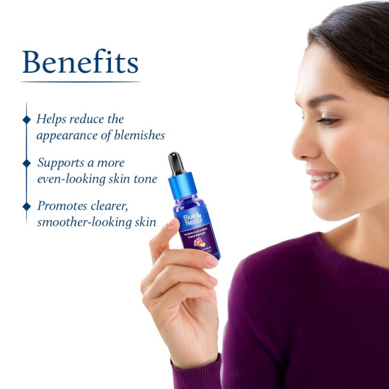 Blue Nectar Pore Minimizing Plum Face Serum for Acne Prone Skin | Oil Free Anti Acne Serum for Oily Skin | Infused with Plant Based Vitamin C (8 Herbs, 30ml)