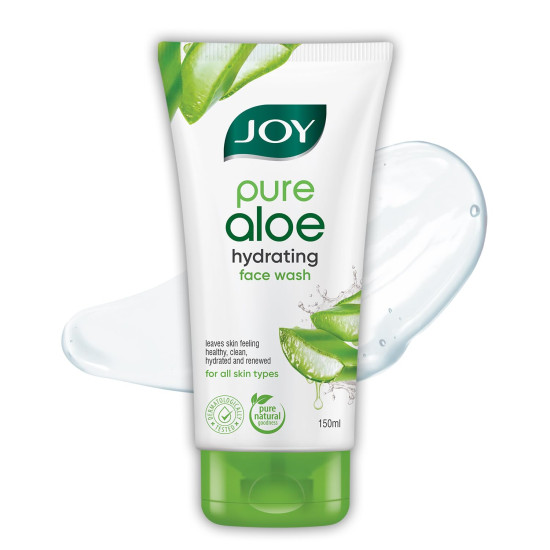 Joy Hydrating Aloe Vera Face Wash for Summers | Controls Excess Oil & Removes Dirt 150ml | Non Drying, Cooling Gel Face Wash