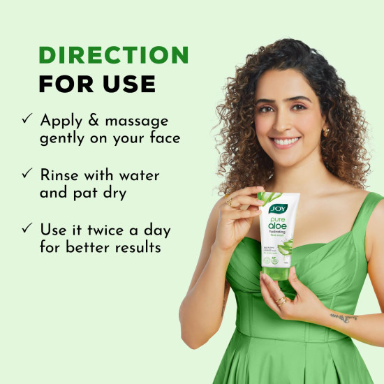 Joy Hydrating Aloe Vera Face Wash for Summers | Controls Excess Oil & Removes Dirt 150ml | Non Drying, Cooling Gel Face Wash