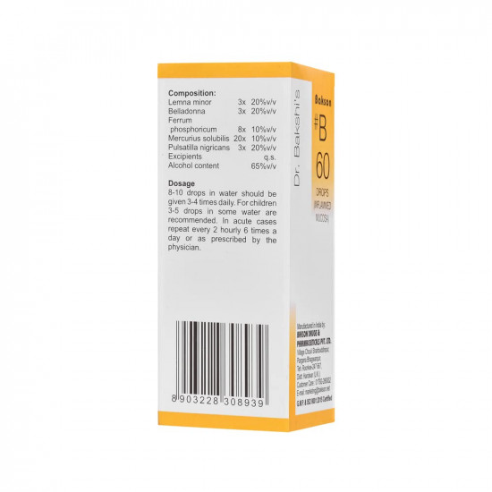 Dr. Bakshi's BAKSON'S HOMOEOPATHY # B 60 Inflammed Mucosa Drops (30 ml)