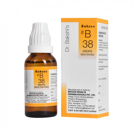 Dr. Bakshi's BAKSON'S HOMOEOPATHY # B 38 Reactivating Drops (30 ml)