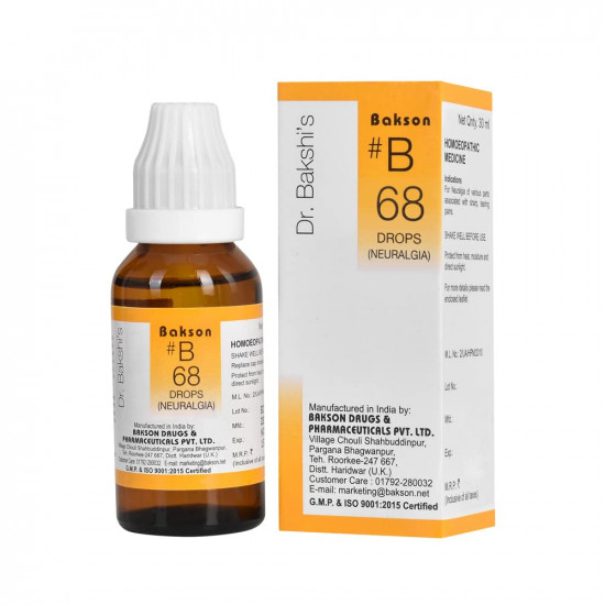 Dr. Bakshi's BAKSON'S HOMOEOPATHY # B 68 Neuralgia Drops (30 ml)