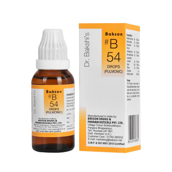 Dr. Bakshi's BAKSON'S HOMOEOPATHY # B 54 Pulmonic Drops (30 ml)