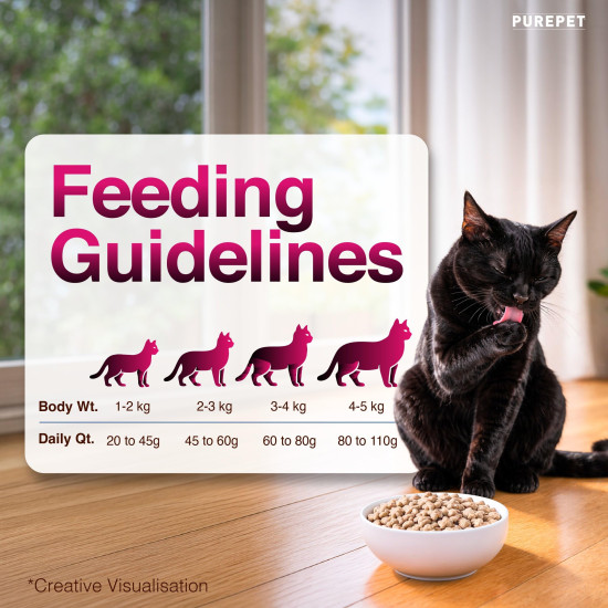 Purepet Adult Dry Cat Food 1kg | Tuna & Salmon Flavour | Hairball Protection | Heart Care with Taurine | Skin Health
