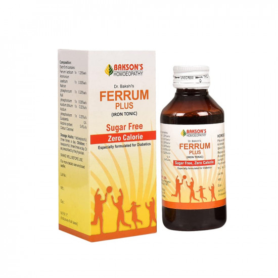 Dr. Bakshi's BAKSON'S HOMOEOPATHY Ferrum Plus (Sugar Free) Syrup 115ml_Pack Of 2