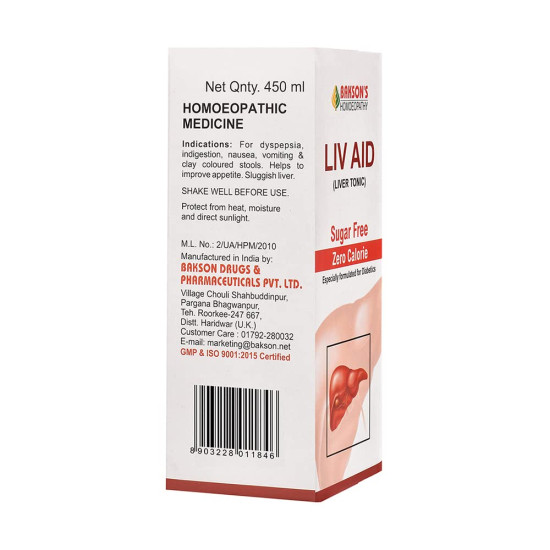 Dr. Bakshi's BAKSON'S HOMOEOPATHY Liv Aid SF Syrup (450ml)